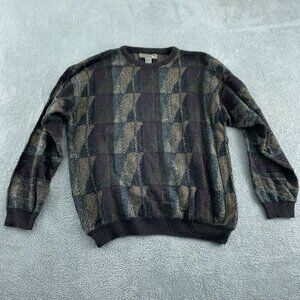 Vntg San Mateo Island Mens Large Geometric Knit Sweater Multicolor 3969